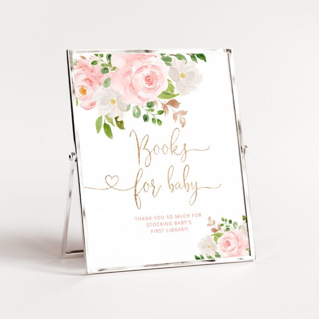 Blush pink floral gold foil Books for baby Poster (Creator Uploaded)