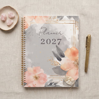 Blush Pink Floral Gold Geometric 2027 Planner