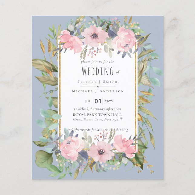 Blush Pink Floral Greenery Boho Wedding (Front)