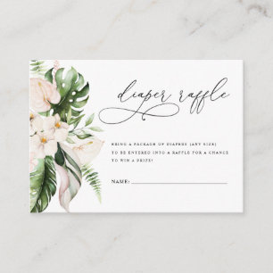 Blush Pink Floral Greenery Girl Diaper Raffle Enclosure Card