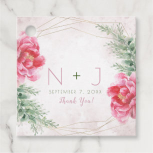 Blush Pink Floral Greenery Watercolor Wedding Favour Tags