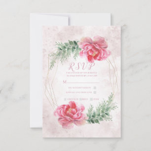 Blush Pink Floral Greenery Watercolor Wedding RSVP