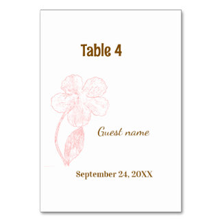 Blush Pink Floral Guest Name & Table Number Card