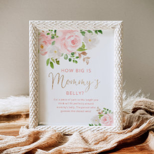 Blush Pink floral how big is mummy's belly game Po Poster