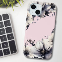 Blush Pink Floral Initial Monogram