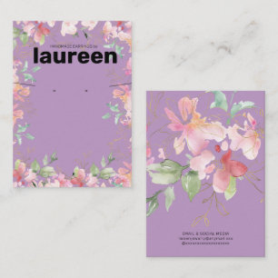 Blush Pink Floral Jewellery Display Holder Card