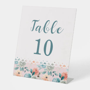 Blush Pink Floral Lace Elegant Wedding Calligraphy Pedestal Sign