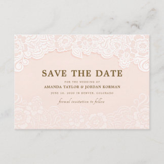 Blush Pink Floral Lace Wedding Save the Date