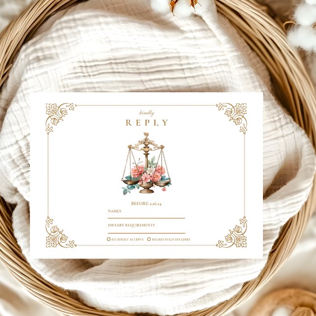 Blush Pink Floral Law School Graduation RSVP Card (Creator Uploaded)