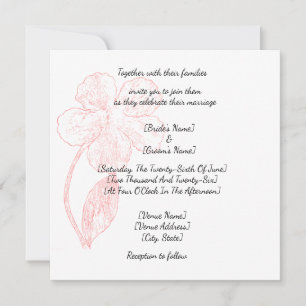 Blush Pink Floral Line Art Wedding Invitation