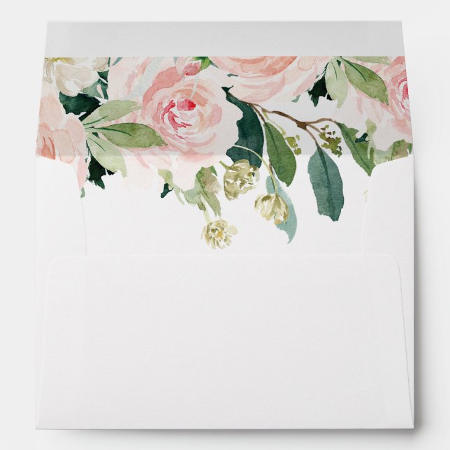 blush pink floral lined invitation envelopes (Back (Bottom))