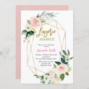 Blush Pink Floral Lingerie Shower Baby Shower Invitation