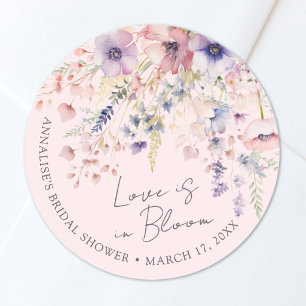 Blush Pink Floral Love Is In Bloom Bridal Shower Classic Round Sticker