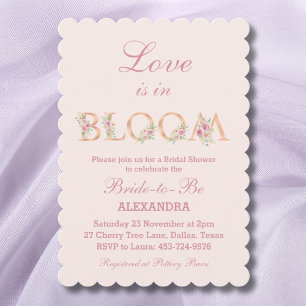 Blush Pink Floral Love is in Bloom Bridal Shower Invitation