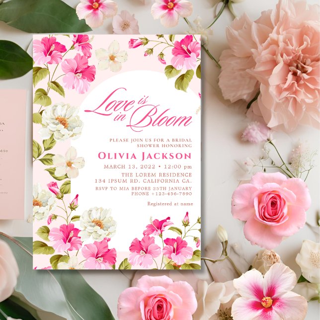 Blush Pink Floral Love is in Bloom Bridal Shower Invitation (Creator Uploaded)