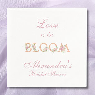 Blush Pink Floral Love is in Bloom Bridal Shower Napkin