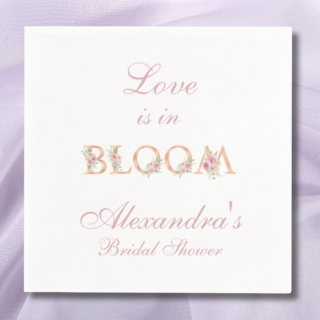 Blush Pink Floral Love is in Bloom Bridal  Shower Napkin (Creator Uploaded)