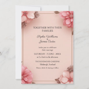 Blush Pink Floral Minimalist Wedding Invitation