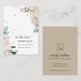 BLUSH PINK FLORAL MOM GIFT NECKLACE EARRING CARD