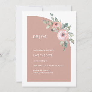 Blush Pink Floral Monogram Half Arch Wedding Save The Date