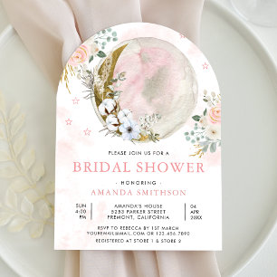 Blush Pink Floral Moon Arch Bridal Shower Invitation