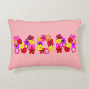 Blush Pink Floral Mum Typographic Decorative Cushion