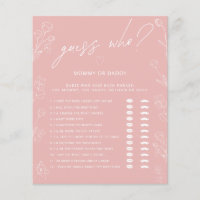 Blush Pink Floral Mummy or Daddy Baby Shower Game