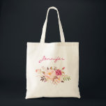 Blush Pink Floral & Name Tote Bag<br><div class="desc">Give the gift of organisation and help with a pink blush floral & gold frame tote bag personalised with your or your friends / family / bridal party's name.</div>