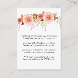 Blush Pink Floral No Wrap Shower request tag 3605b Enclosure Card