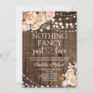 Blush Pink Floral Nothing Fancy Just Love Wedding Invitation