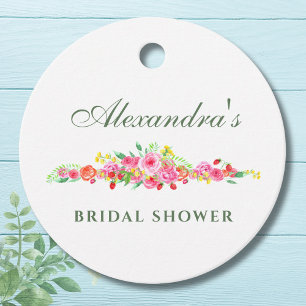 Blush Pink Floral Peony Bridal Shower Favour Tags