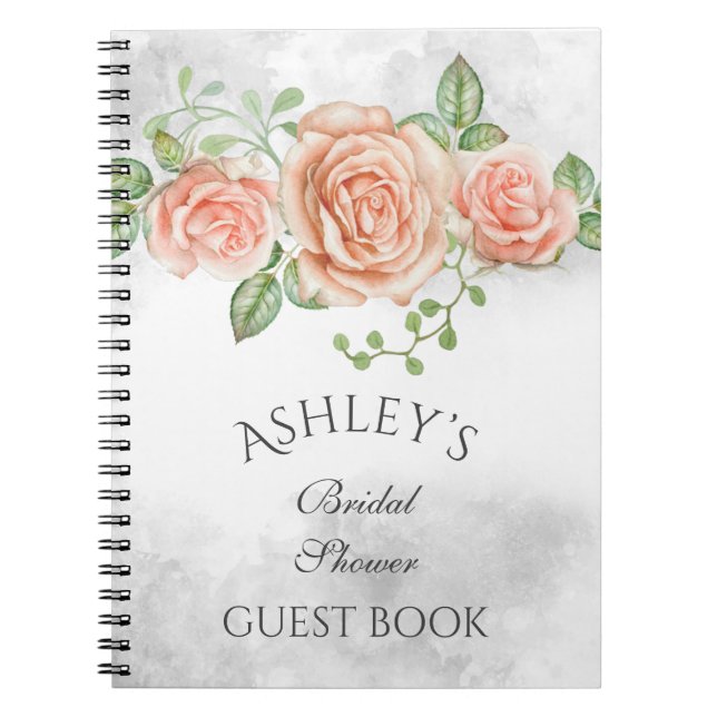 Blush Pink Floral Personalised Guest Book (Front)