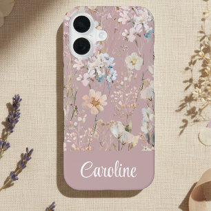 Blush Pink Floral Personalised iPhone 16 Case