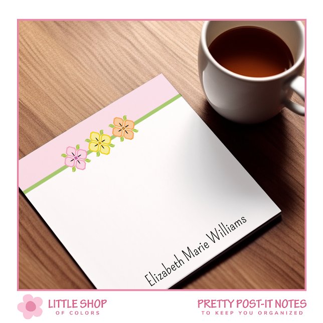 Blush Pink Floral Personalised Post-it Notes (Creator Uploaded)