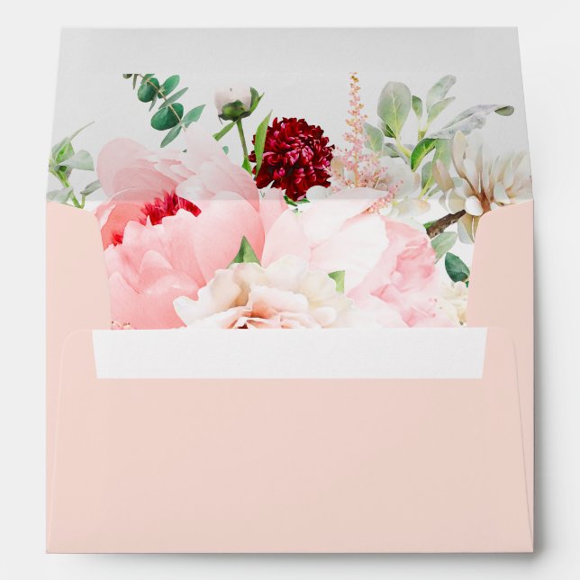 Blush Pink Floral Personalised Return Address Envelope (Back (Bottom))