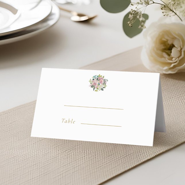 Blush Pink Floral Personalised Wedding Place Card (Creator Uploaded)