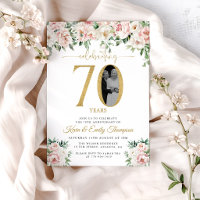 Blush Pink Floral Photo 70th Anniversary