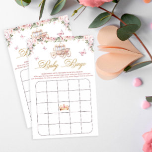 Blush Pink Floral Princess Baby Shower Bingo Game