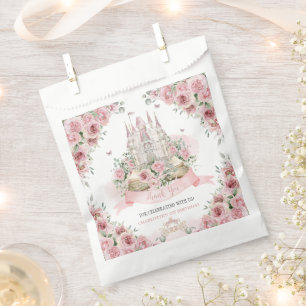 Blush Pink Floral Princess Castle Storybook Book Favour Bags