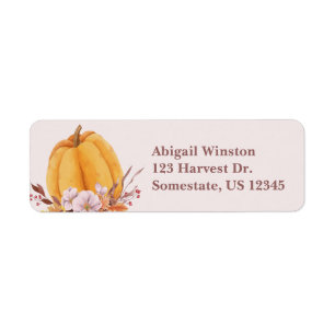 Blush Pink Floral Pumpkin Fall Autumn Address
