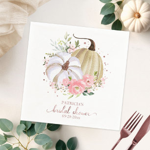 Blush Pink Floral Pumpkin Fall Bridal Shower Napkin