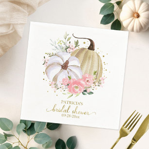 Blush Pink Floral Pumpkin Fall Bridal Shower Napkin