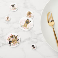 Blush Pink Floral Puppy Dogs Birthday Shower Party