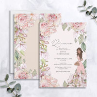 Blush Pink Floral Quinceañera 15th Birthday