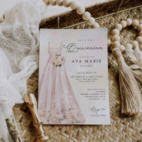 Blush Pink Floral Quinceañera Birthday Invitation