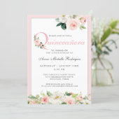 Blush Pink Floral Quinceanera Celebration Invitation (Standing Front)