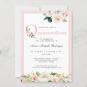 Blush Pink Floral Quinceanera Celebration Invitation (Front)