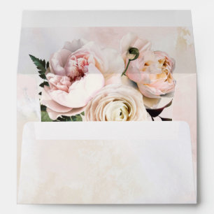 Blush Pink Floral Quinceañera Invitation Envelopes