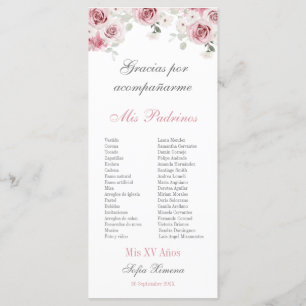 Blush Pink Floral Quinceañera Programme