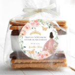 Blush Pink Floral Quinceañera Sweet 16 Birthday Classic Round Sticker<br><div class="desc">Matching items available in store! (c) The Happy Cat Studio.</div>